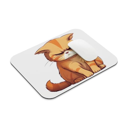 Image of SHERISH Cute Cat Mouse Pad for Laptop & PC - 19x23 cm Black Desk Mat | Smooth Cloth Surface, Non-Slip Rubber Base, Waterproof & Durable Gaming Mousepad for Office & Home (Angry Cat)