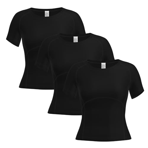 Chemises de compression femme LANBAOSI lot de 3 hauts sport à manches courtes