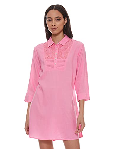 Image of EASYBUY Women's Rayon A-Line Below The Knee Casual Dress (SU21SR12LW Pink S)