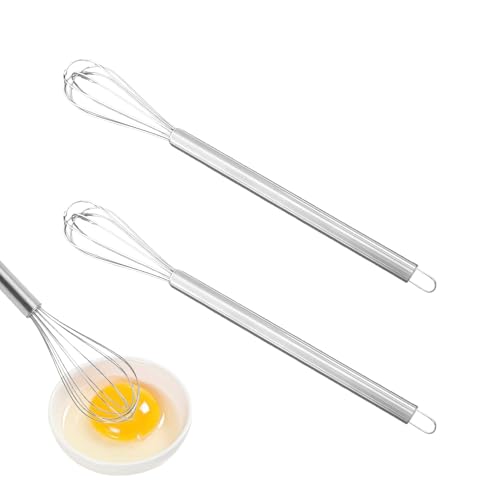 2 Stück schneebesen klein Edelstahl Whisk Küchenhelfer Set Mini Rührbesen aus Küchenutensilien Profi Quirl Sieb Kitchen Spiralbesen Egg Kleiner Rührblitz Küche Kochbesteck für Küchen Kochutensilien