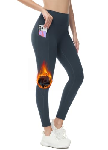 Image of baleaf Women's Fleece Lined Leggings Thermal Warm Winter Tights | 25 inch /27 inch, Water Resistant, Pockets, Running, Hiking, Yoga, Skiing, Travel, for Cold Weather, Leggings for Women