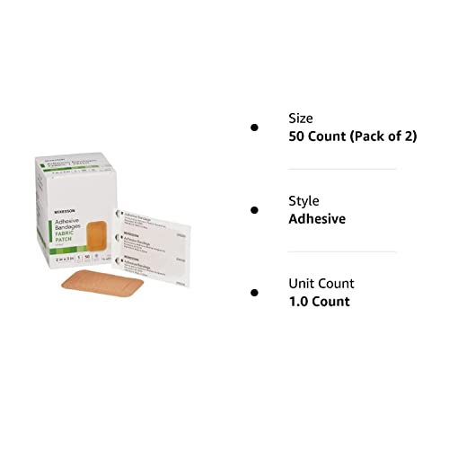 Mckesson 16-4816 Medi-Pak Adhesive Strip, Performance Fabric, 2" X 3", 50 Count (Pack Of 2) #TOP1