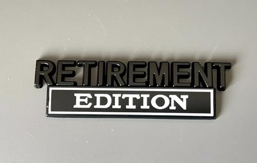 Image of Pair Set Retirement Edition Badge 3D Emblem Fit for Car Truck SUV Side Rear Front Hood Trunk Door Decal Sticker (Black White)