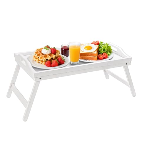 Bamboo Bed Tray with Folding Legs for Breakfast and Snacks