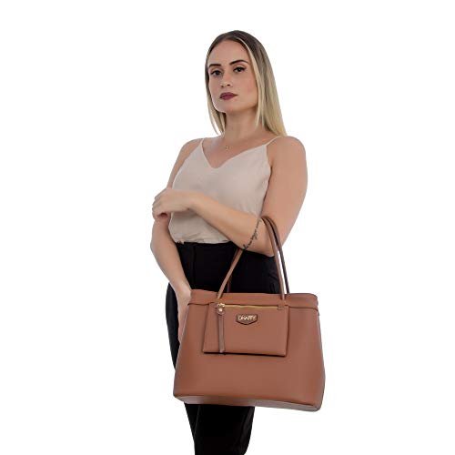 Bolsa Feminina Dhaffy Grande Caramelo, Alça de Ombro e Mão