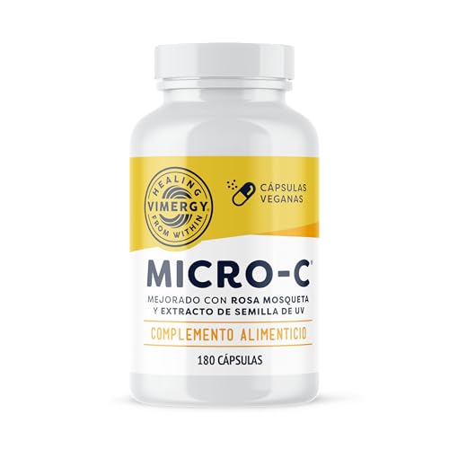 Vimergy Micro-C Vitamina C Cápsulas – 180 Unidades – Vitamina C 500mg en Forma Menos Ácida – Escaramujo - Sin Gluten - Kosher - Vegano