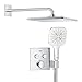 Produktbild GROHE Precision SmartControl 310, Unterputz Duschsystem (31cm Regendusche mit Thermostat, Kopfbrause 1 Strahlart, Duschkopf mit 3 Strahlarten, Komplettset, 1,50m Duschschlauch), eckig, chom, 34876000
