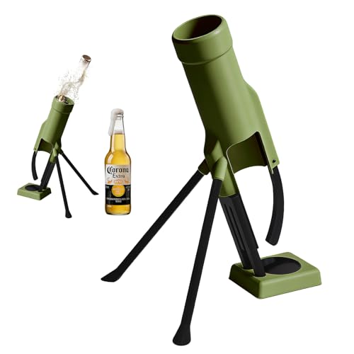 355ml 12oz Longneck Beer Mortar Bottle Opener Heavy-Duty Tactical Cap Launcher Hands-Free Party & Home Bar Decor (Green)