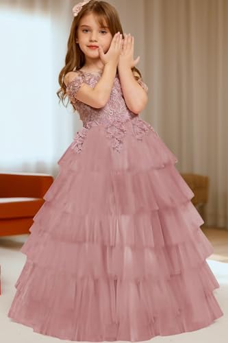 Lace Flower Girl Dresses for Wedding Layered Tulle Girls Bridesmaid First Communion Dress Princess Pageant Party Gown4