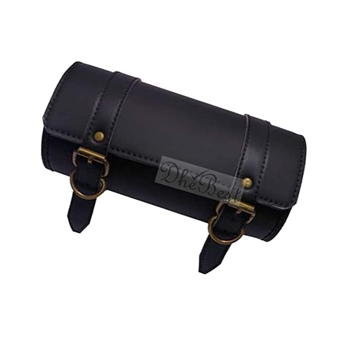 Dhe Best Bike Side/Rear Saddle Bag Round Style Tool Bag Storage Tool Pouch 2 Strap Closure Black Compatible with RE GT Continental 650-image-39