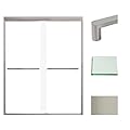 Transolid FBPT607608C-R-BN Frederick 57.75-59 in. W x 76 in. H Semi-Frameless Bypass Shower Door in Brushed Nickel with Clear Glass