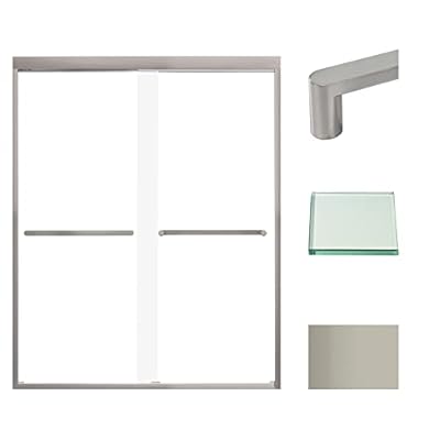 Transolid FBPT607608C-R-BN Frederick 57.75-59 in. W x 76 in. H Semi-Frameless Bypass Shower Door in Brushed Nickel with Clear Glass