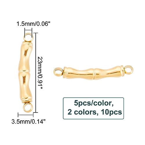 UNICRAFTALE 10Pcs 2 Colors Bamboo Connector Charms Stainless Steel Connector Charms Bamboo Stick Links Charms Double Loop Cute Links Charms for DIY Bracelet Necklace Jewelry Making - Image 2