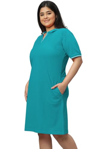 Image of Wear Your Opinion Women's Plus Size Soft PQ Polo Collar Neck Tipped Tshirt Dress