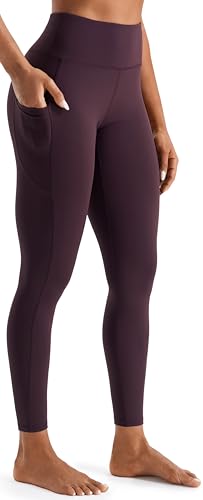 Persit Sport Leggings Damen mit Taschen High Waist Blickdicht Sporthose Yogahose Lang Laufhose Gym Leggins Tights Cassis M