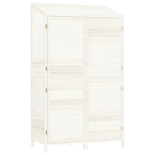 vidaXL Geräteschuppen Weiß 102x52x174,5 cm Massivholz Tanne