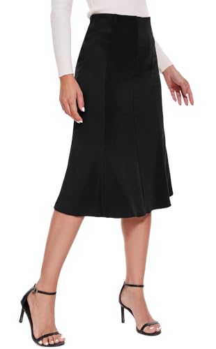 Women Elegant Knee Length Flared Skirt for Office and Casual3