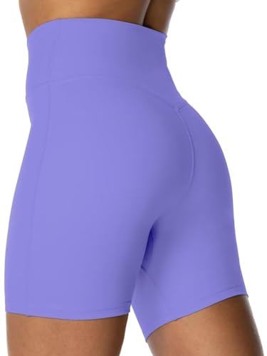 Image of Sunzel Crossover Biker Shorts for Women, No Front Seam V High Waist Yoga Workout Gym Shorts with Tummy Control