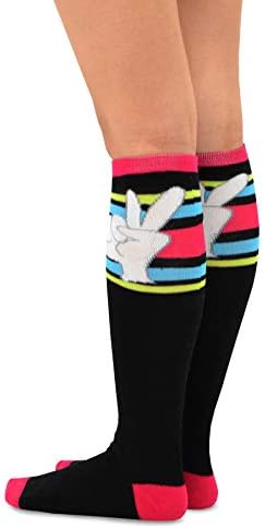 TeeHee Novelty Cotton Knee High Fun Socks 3-Pack for Junior and Women (Finger Expression) 9-11
