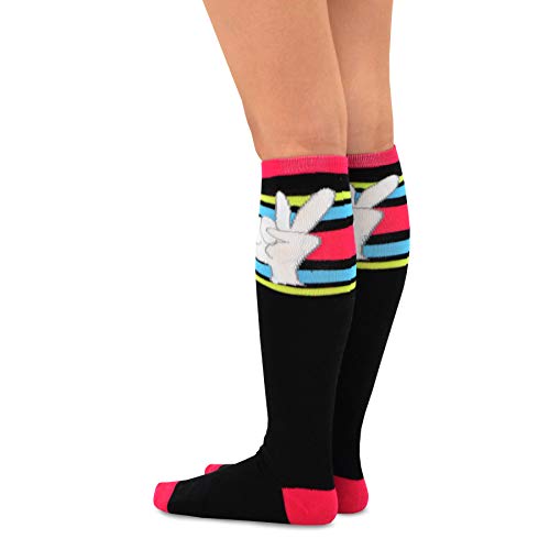 TeeHee Novelty Cotton Knee High Fun Socks 3-Pack for Junior and Women (Finger Expression) 9-11