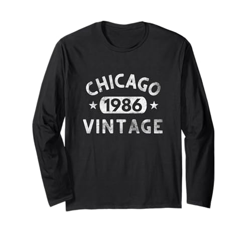 Chicago Gifts 1986: ropa vintage, recuerdos, Illinois, retro Manga Larga