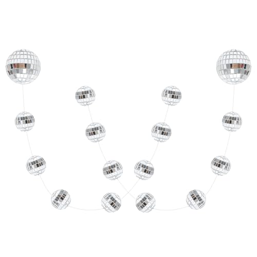 Parliky 2 cordas decoração festa bola discoteca espelho suspenso refletor para pendurar paredes e tetos efeito brilhante resistente