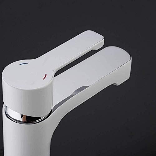 Robinet mitigeur de lavabo cascade blanc laqué avec support rangement monté sur pont