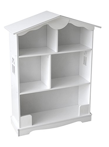 leomark Estantería de Madera para Niños, Casa Blanca, Tres Estantes, Altura 101cm, Librero para Dormitorio
