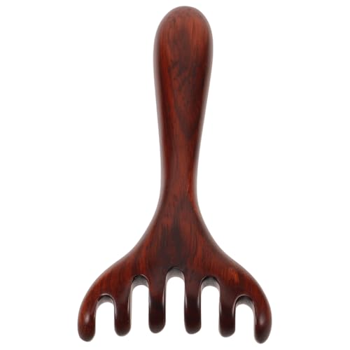 CIMAXIC Peine de Masaje Artesanal de Madera para Pies Seis Garras, Mango Largo, Masajeador de Puntos de Acupuntura, Herramienta Práctica para Cuidado y Relajación Corporal