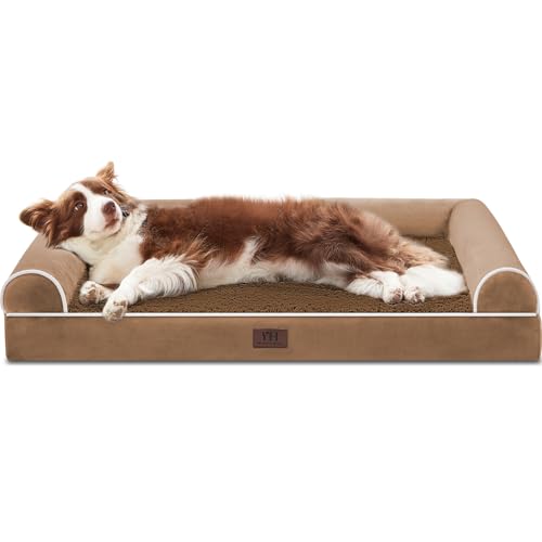 WESTERN HOME Orthopädisches Hundebett mittelgroße Hunde hundesofa Hundecouch Bettchen mit Hoher Rand,Braun,106x76x19 cm