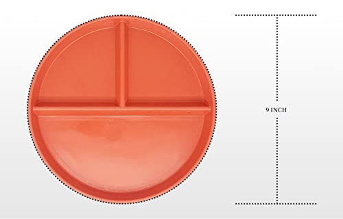 Adult Compartment Plate 5-Piece Set Unbreakable Portion Control Wheat Plastic Dinner Plate (Compartment/Picnic Plate), 9" Round, Microwave & Dishwasher Safe, Split Design, Bpa Free, Colorful For Kids #TOP5