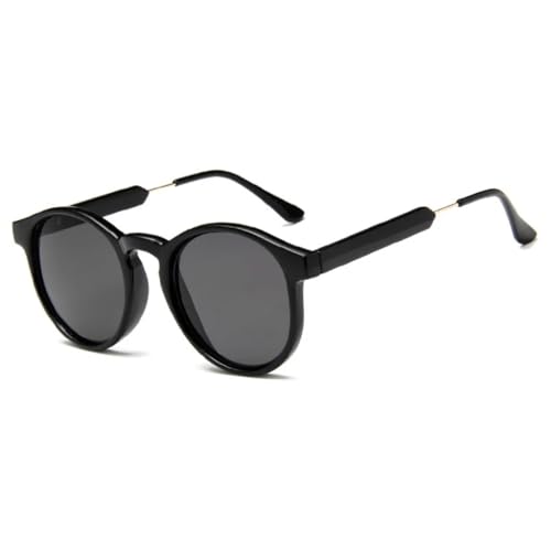 Lunettes de soleil rondes femme anti-éblouissement grande monture punk