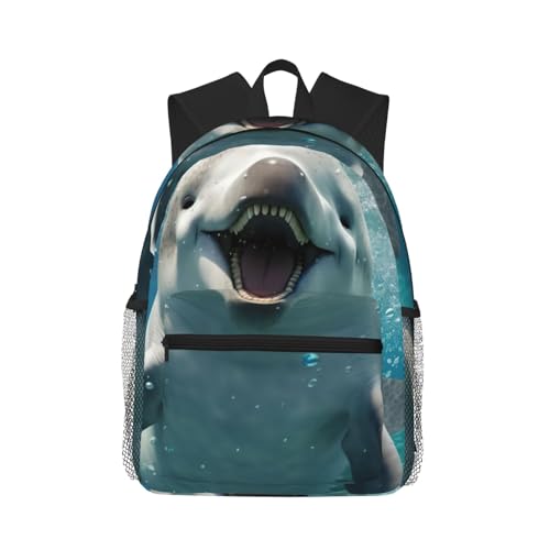 Mochila con estampado de delfín unisex impermeable y ligera para diario