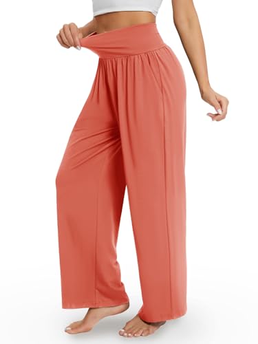 Image of Gracyoga Wide Leg Yoga Pants for Women Casual Loose Cozy Sweatpants High Waisted Lounge Pajama Flowy Pants With Pockets