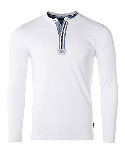 ZIMEGO Mens Casual Slim Fit Color Dye Long Sleeve Henley Fashion Athletic Shirt White