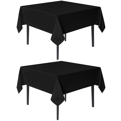 sancua Black Square Tablecloths 54x54 Inch, 2 Pack - Fabric Table Cloth for Square or Round Tables, Washable Polyester Table Cover for Dinner, Holiday Party, Decorative Display Tables