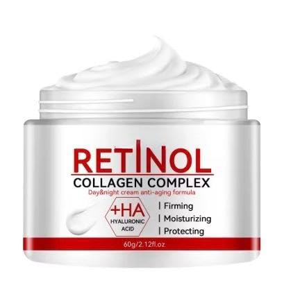 Crema Facial de Retinol con Colágeno, Ácido Hialurónico y Vitamina C, Hidratante Antiarrugas Reafirmante, (60gr)
