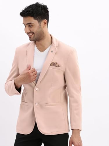 Image of SHOWOFFFF Men Solid Single Breasted Casual Blazer | Notched Lapel Full Sleeves Cotton Blazer for Mens | Slim Fit Regular Length Blazer for Men's