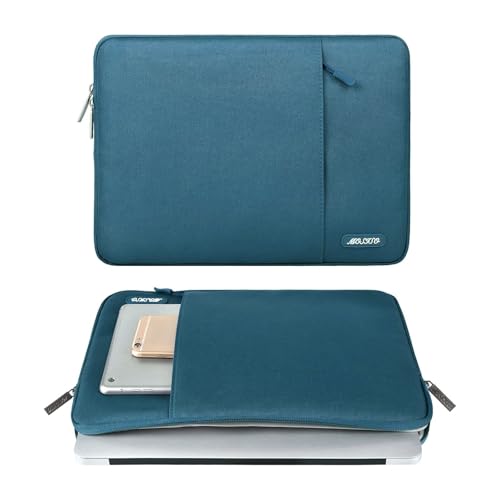 Image of MOSISO Laptop Case 14 inch, 14 inch Laptop Sleeve Compatible with HP Lenovo Dell ASUS Acer, HP Stream, Dell Latitude, Lenovo IdeaPad, Polyester Vertical Computer Sleeve Bag with Pocket, Deep Teal