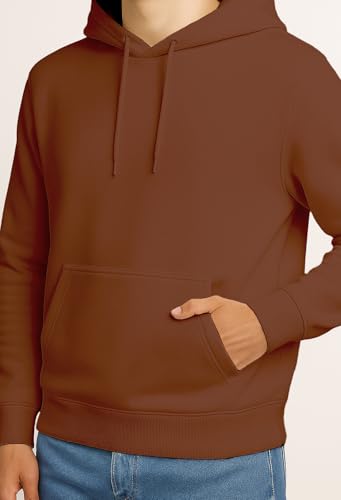 Image of Nobero Hoodies for Man | 280 GSM Rich Cotton Fleece Solid Hooded Full Sleeve Sweatshirt for Man | Stylish Casual Wear Winter Hoodies for Men