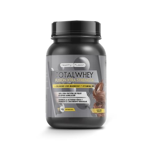 Whey Protein Healthy Fusion | Proteína pura con Colágeno, Magnesio y Vitamina B6 | 43g proteína + 9g BCAA | Mejora tus entrenamientos, aumenta masa muscular y fortalece articulaciones | 1 kg