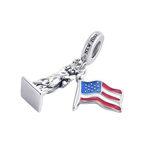 Qeensekc American Usa Flag & Statue Of Liberty Pendant Charm Love Motherland Patriotic Proud Bead For Pandora Bracelet #TOP1