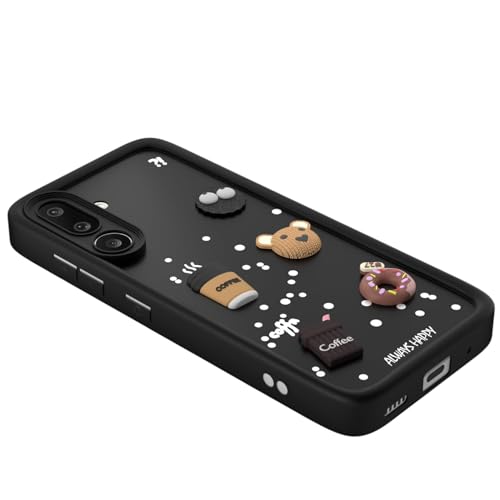 Image of Bintage Cute Fun Taddy| 3D Ball Bear| Donut| Coffee Rubber Case Camera Protection Back Cover Compatible for Samsung Galaxy F56 5G - Black