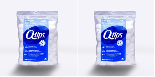 Q-tips Super Jumbo Cotton Balls for Beauty, First Aid and Baby Care, 100% Thick Cotton, 100 Count (Pack of 2)