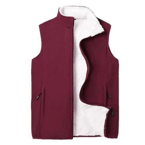Men's Winter Fleece Vest Sherpa Lined Sleeveless Zip Up Warm Outdoor Casual Jacket With Pockets