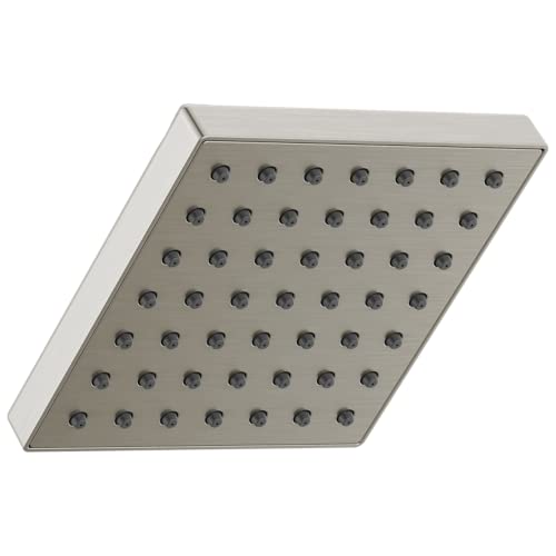 Delta Faucet Modern 5-inch Single-Spray Shower Head Brushed Nickel Square Shower Head High Pressure Shower Head 1.75 GPM Flow Rate Stainless RP101846SS