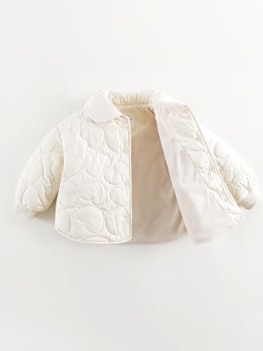 marc & janie Baby Girls Love Quilted Lapel Jacket Warm Polar Fleece Coat Button Outerwear 2410184