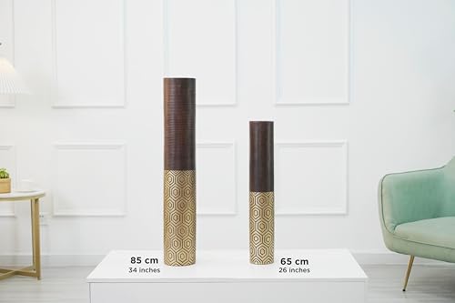 Image of Leewadee Decorative Tall Floor Vase for Living Room Decor, 25 inches, Brown Gold, Resin