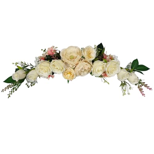 OrgMemory Artificial Peony Flower Swag, Arch Flowers, 20" Length in Bent, Decorative Swag, for Arch Front Door Party Wall Home Decor(Champagne)
