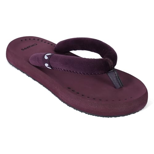 Image of CHUPPS Plush Beige Drift Orthopedic Slippers | Soft Footpharma Footbed | Breathable Ventilation Holes | Lightweight Flip Flops | Anti-Skid Chappals for Everyday For Womens